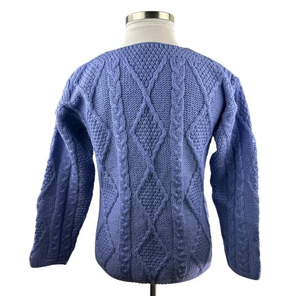 Connemara Knitwear Chunky Cable Knit Ireland Cardigan Sweater Purple Size Small - Picture 12 of 16